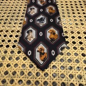 Men's Silk 60" Dog Print Necktie Best Friends by Ruth Maystead Foulard Tie